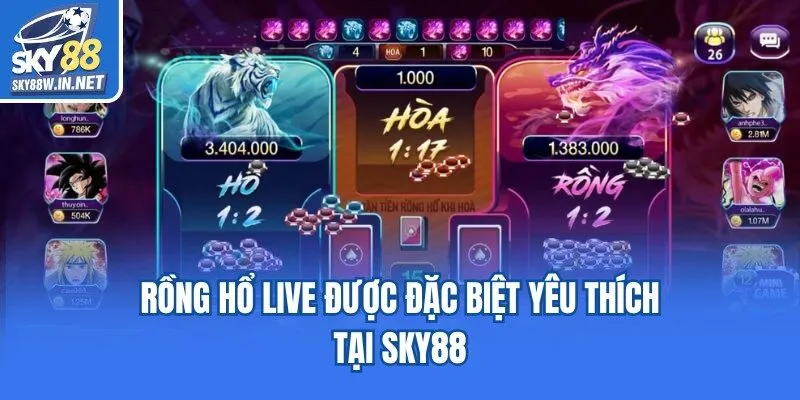 Rồng Hổ live được đặc biệt yêu thích tại Sky88